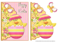 Easter Chick In An Egg Scalloped Edge Envelope Card
