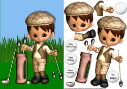 Anyone for Golf 1 Card Front with Decoupage
