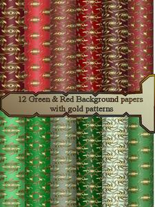 12 A4 Red & Green Backing Papers Kit
