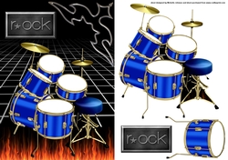 Rock Blue Drums Card Front