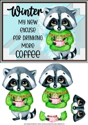 Winter Raccoon Card