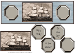 Vintage Ship Large DL Card