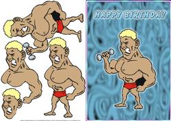 Weightlifter Quick Card Front with Decoupage