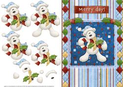 Merry Day Christmas Bear Quick Card Front with Decoupage