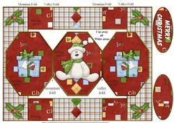 Christmas Bear Octagon Folded Pop-up Card