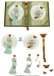 Vintage Lady and Butterflies Book Sheet with Decoupage