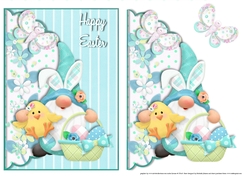 Cute Easter Gnome 2 Scalloped Edge Envelope Card