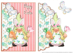 Cute Easter Gnome 2 Scalloped Edge Envelope Card