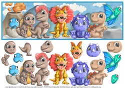 Cute Baby Dinosaurs Large DL Card