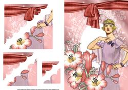 Art Deco Lady in Lilac with Lilies Deckle Edge Stacker
