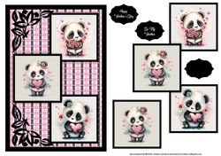 Panda Love Three Square Quick Card