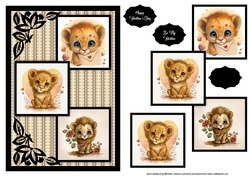 Lion Love Three Square Quick Card
