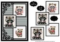 Raccoon Love Three Square Quick Card