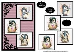 Penguin Love Three Square Quick Card