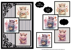 Hippo Love Three Square Quick Card