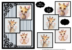 Giraffe Love Three Square Quick Card