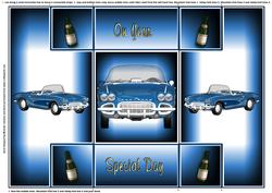 Blue Corvette Tri Fold Step Shutter Card