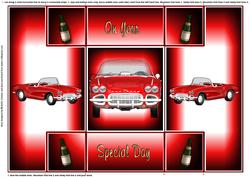 Red Corvette Tri Fold Step Shutter Card