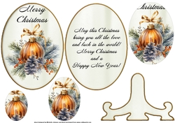 Christmas Bauble And Pine Cone Plate Card