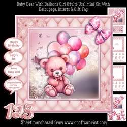 Baby Bear With Balloons Girl (Multi-Use) Mini Kit