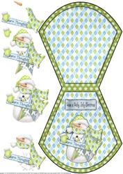 Warm Thoughts Christmas Snowman Wobble Card with Decoupage
