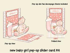 New Baby Girl Pop-up Slider Card Kit
