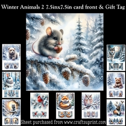 Winter Animals 2 (Winter Birthday or Christmas) Kit With Gift Tag