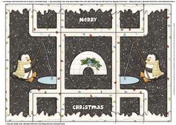 Fishing Penguins Tri Fold Shutter Card
