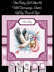 New Baby Girl Stork Mini Kit 