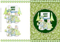 Warm Thoughts at Christmas Snowman Card Front with Decoupage
