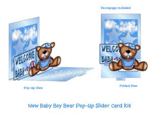 New Baby Boy Bear Pop-up Slider Card Kit