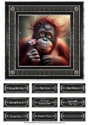 Sweet Orangutan Card 7x7 inch Topper