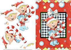 Christmas Elf Quick Card Front with Decoupage