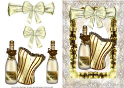 Special Day Corset and Wine Bottle Card Front with Decoupage