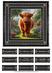 Highland Cow Card 7x7 inch Topper