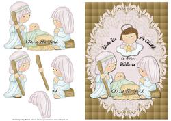 Cute Nativity Card Front with Decoupage