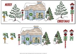 Snowman Christmas Village Scene Dl Card with Decoupage