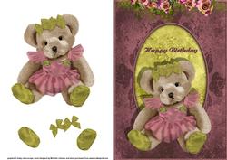 Birthday Bear Card Front with Decoupage