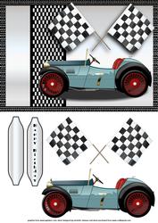 Old Vintage Racing Car Card Front