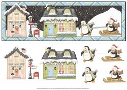 Nitville Sleighing Penguins Large Dl Card