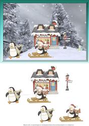 Penguin Pals Card Front with Decoupage