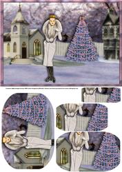 Vintage Lady in the Snow Card Front with Pyramage