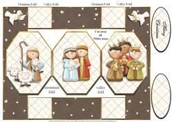 Cute Nativity Octagon Shaped Pop Up Card