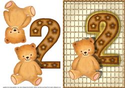 Age Two Teddy Bear Card Front with Decoupage