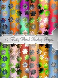 12 A4 Funky Floral Backing Papers