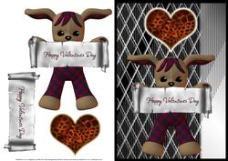 Cute Plushie Holding a Valentines Banner
