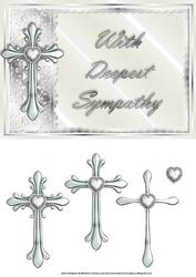 Deepest Sympathy Cross Card Front with Decoupage