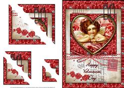 Vintage Cupid Valentines Deckle Edge Stacker