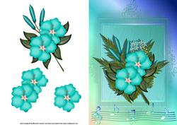 Blue/green Music and Hibiscus Card Front