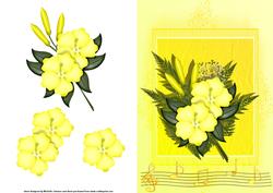 Yellow Music and Hibiscus Card Front